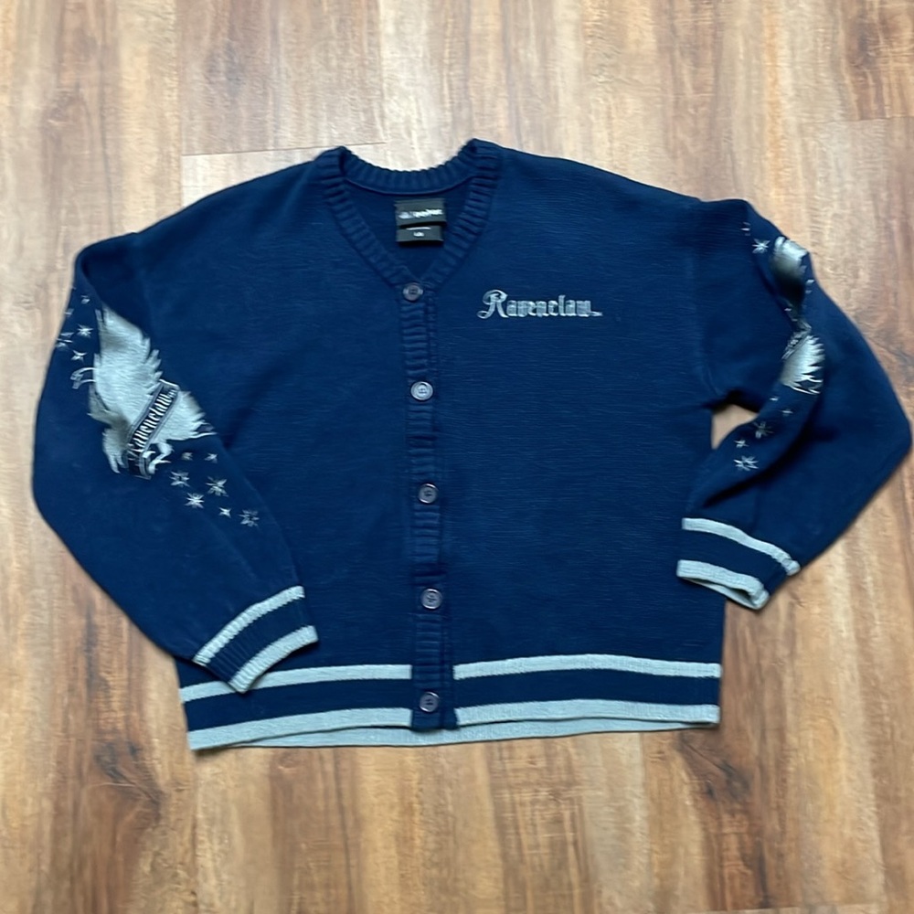 Harry Potter Ravenclaw Women’s Cardigan Large Embroidered Button Up Blue/silver